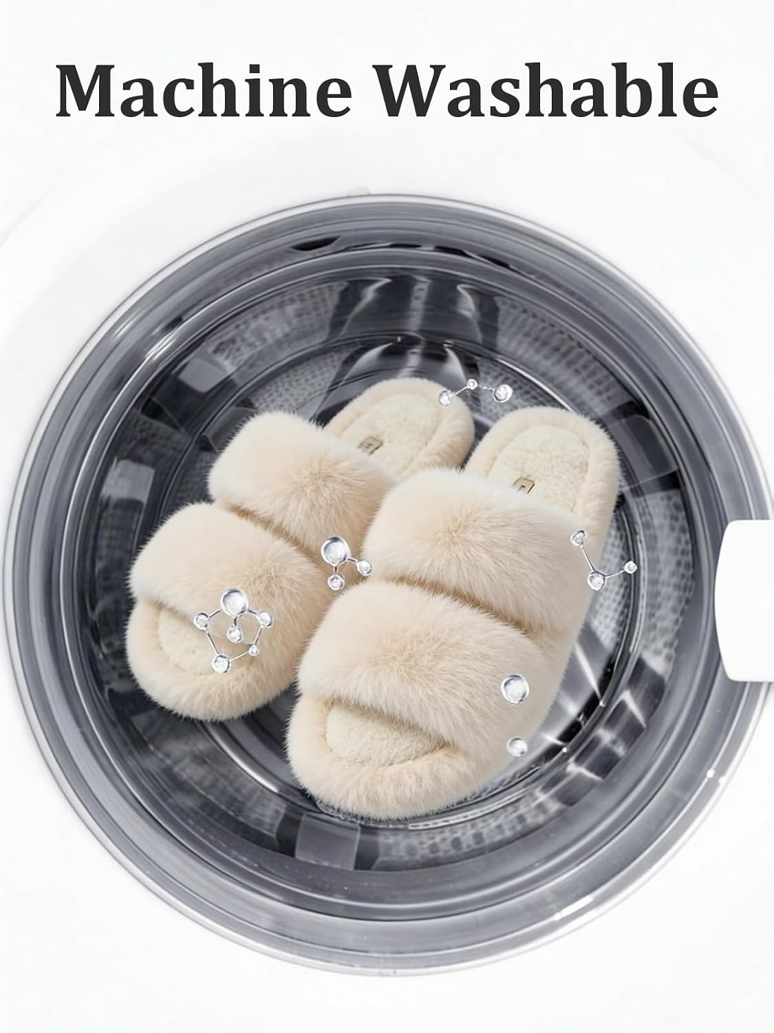 Luxuriously Soft Women's Fluffy Faux Fur Slippers - Comfy Open Toe Two Band Slides with Cozy Fleece Lining and Durable Rubber Sole