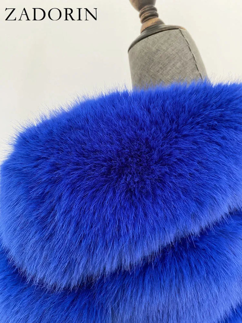 New Luxury Thick Warm Long Faux Fur Vest Sleeveless Winter Jacket Women Furry Hooded Fake Fur Coats Veste Longue Femme